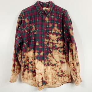 Vintage Flannel Custom Bleached Reverse Tie Dye